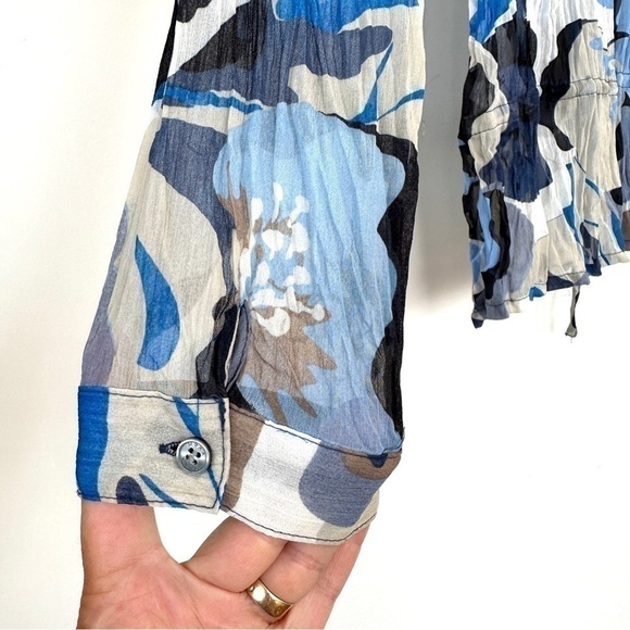 Mexx button down shirt with long sleeves, small mandarin collar, semi-sheer - Picture 7 of 13